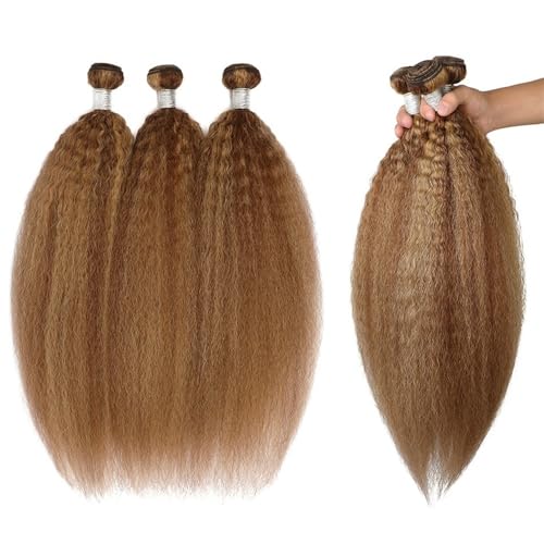 Faisceaux de cheveux synthétiques Yaki raides P4/27 bruns pour tissage