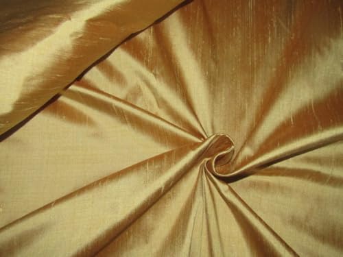 Tissu Dupion 100% pure soie dorée MM103 en largeur 137 cm avec textures slubs authentiques