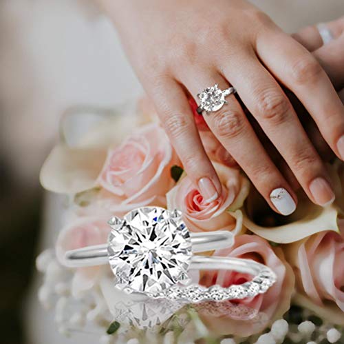 Samie Collection 4 Carat Round Brilliant Simulated Diamond Cz Solitaire Engagement Rings For Women, Classic Wedding Ring, White Gold Finish, Size 7 #TOP4