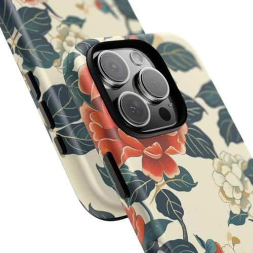Coque iPhone 16 Pro pivoines florales vintage mate