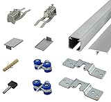 inova Schiebetür-Beschlag Komplett-Set 200 cm für Holz-Schiebetür bis 110 cm 80 kg + Blende + Rollen + Zubehör
