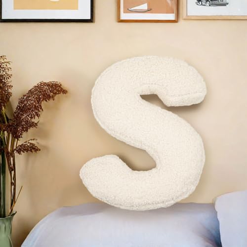 Image of Letter Plush Pillow, Letter Hugging Throw Pillows, Decorative Initial Letter Shaped Throw Pillows for Bed Couch, Letter Pillows English Alphabet A to Z for Sofa Bedroom Living Room Decor (S)