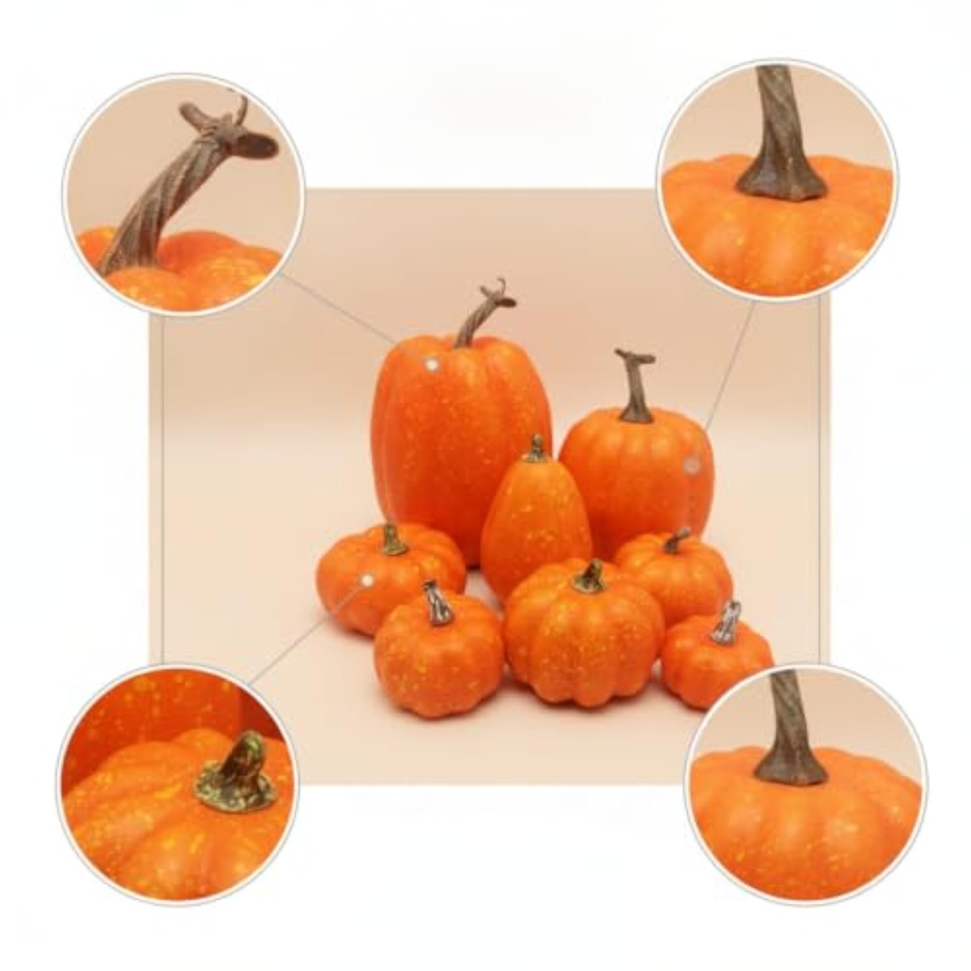 8 Pieces Decorative Assorted Artificial Pumpkins for Home Décor