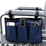 Tarqite Rollstuhltasche Armlehne, Wasserdicht Rollstuhl Tasche mit 3 Fächern, Rollstuhl Seitentasche, Oxford Armlehnen Aufbewahrungs Tasche für Rollstühle Rollatoren