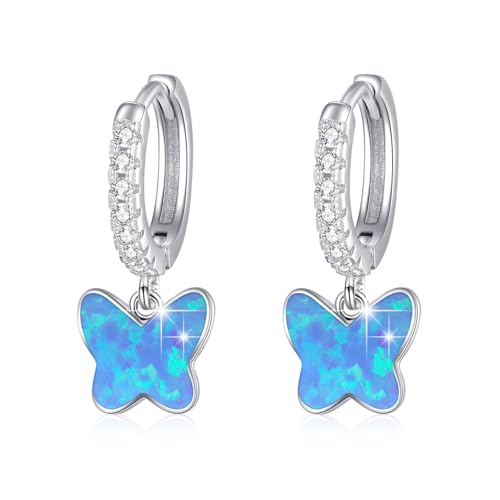 Créoles papillon S925 anti-allergie et zircone pour oreilles sensibles enfant