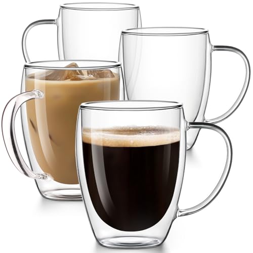 Potdoctor Double Walled Glass Mugs Set of 4