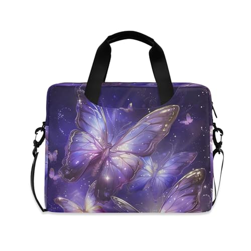 Estuche maletín para portátil mariposa morado 13-15.6" miniatura 1