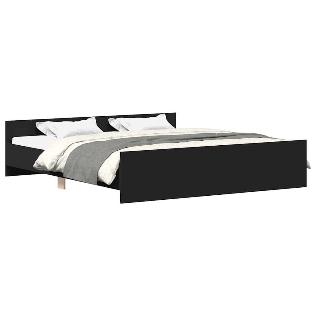 vidaXL Bed Frame with Headboard and Footboard, Bed Base for Double Bed, Mattress Foundation for Bedroom, Bedstead, Modern Style, Black 200x200 cm — image 1