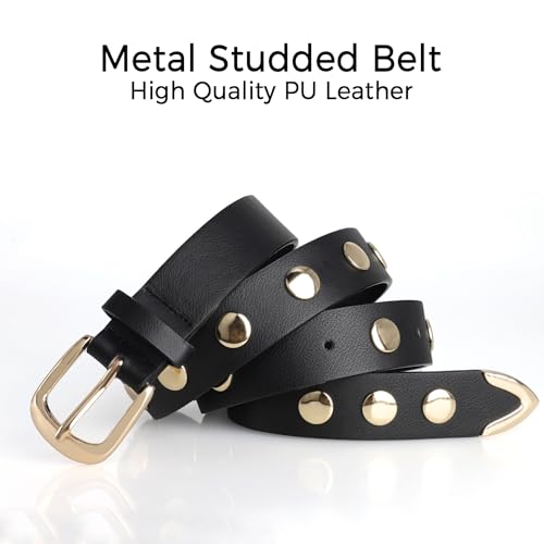 Women Leather Belt Y2k Punk Goth Emo Grunge Rock Fashion Studded Belt for Jeans Western Cowgirl Clothes Accessories2
