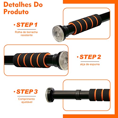 Barra Fixa De Porta Para Exercícios Ajustável 63 A 96 CM(Preto)