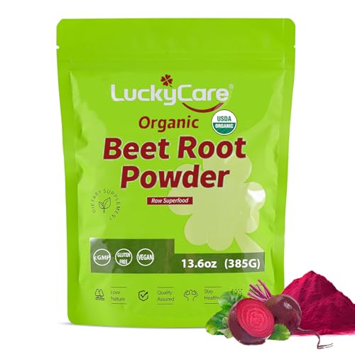 Luckycare Organic Beet Root Powder 13.6oz (385g) | Raw Pure Superfood | Rich Plant-Based Nitrates |