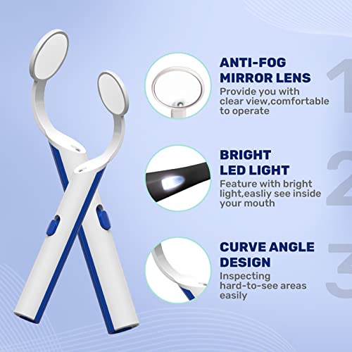 Linkycare Dental Mouth Mirror With Light Led Anti-Fog Teeth Inspection Mirror With 3 Replacement Batteries & 2 Mirrors #TOP3