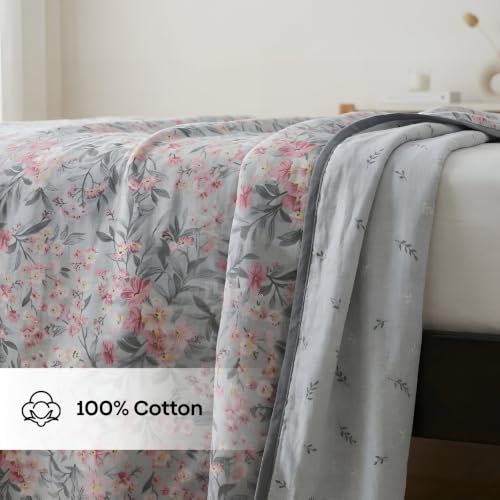Image of haus & kinder Reversible Double Dohar Set of 1 | Lightweight AC Blanket | Grey | 224x248 cm Double Bed Dohar for Summer, AC & All Season Use - Pack of 1