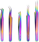 JIM PRO Eyelash Extension Tweezers Set 5 PCS for Eyelash Extensions Stainless Steel Lash Tweezers...