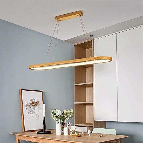 Suspension lustre en bois blanc au design elliptique haut de gamme