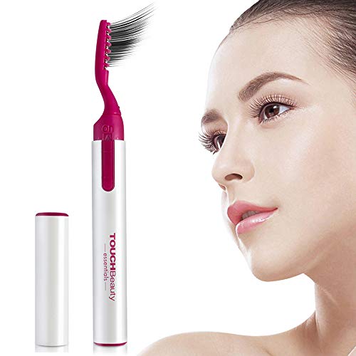 TOUCHBeauty Heated Eyelash Curler Electric Eyelashes Curling Comb Long Lasting Naturally Eyelashes Beauty Tool Pen-sized Aluminium Material Cover Battery Powered Red
