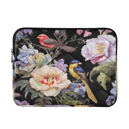 Funda para portátil 13-14 pulgadas con flores y aves