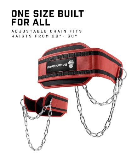 Image of Gymreapers Dip Belt With Chain For Weightlifting, Pull Ups, Dips - Heavy Duty Steel Chain For Added Weight Training