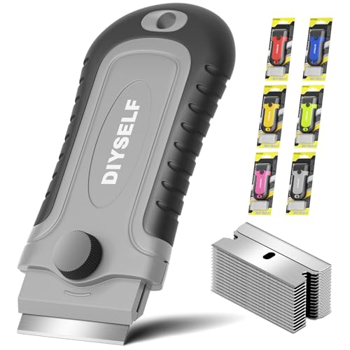 DIYSELF Razor Blade Scraper Tool with 15 Extra Razor Blades, Paint Scraper
