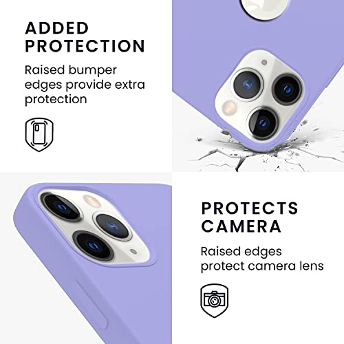 Image of VONZEE Microfiber Logo Cut Compatible for iPhone 12 Pro Max Case Liquid Silicone Cases Non-Slip Full Body 4 Layer Protectives Shockproof Back with High Raised Camera Lips Purple