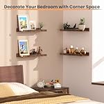 upsimples Floating Shelves for Wall, Wall Shelves for Decor Storage Set of 6, Wall Mounted Wood Shelves for Bedroom, Living Room, Bathroom, Kitchen, Picture Ledge Shelves, Brown - Image 5