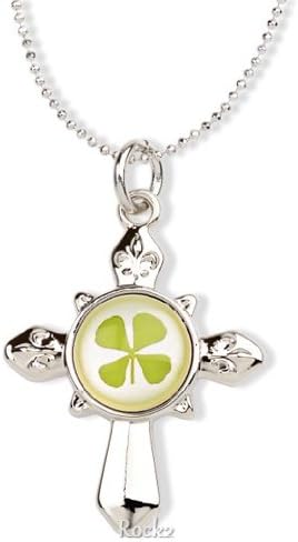 Pearl Clover Genuine Four-Leaf Clover Necklace - Cross