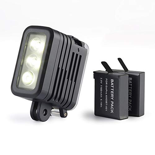 Multi-Purpose Underwater Dive Light for GoPro Hero 9 8 7 6 5 4 3 Fusion Session Action Cameras and DSLR Canon Nikon Pentax with Dual Battery Included - Waterproof up to 164 feet