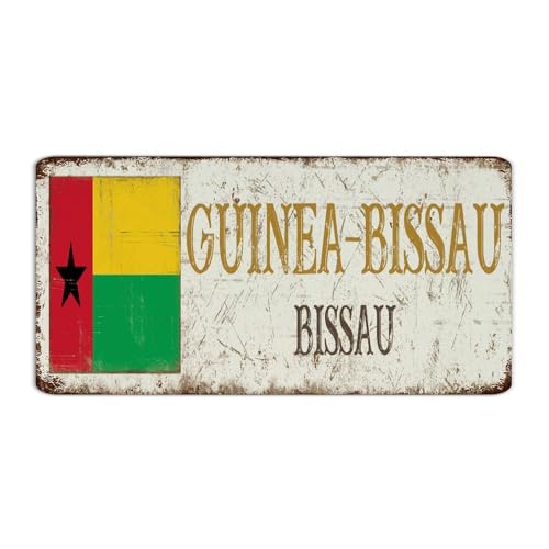 Plaque décorative en métal Guinée-Bissau - Décoration murale pour jardin, chambre, clôture, souvenir de pays national, affiche d'art routière, cadeau pour cuisine, 15,2 x 30,5 cm
