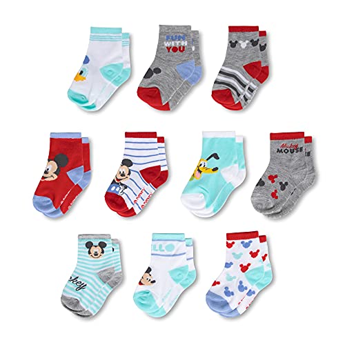 Image of ABG Accessories Girls & Boys Minnie, Mickey Mouse, Baby Shark, Justice League 10-Pack Infant Sock 0-24 Months