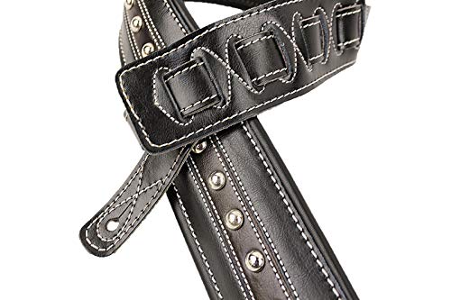 Walker & ‿Williams C-35 CS Sangle rembourrée en cuir de qualité supérieure avec clous métalliques Noir/marron - Les Beatles, Paul McCartney, John Lennon, RIngo Starr, George Harrison Walker & ‿Williams C-35 CS Sangle rembourrée en cuir de qualité supérieure avec clous métalliques Noir/marron – Image 6