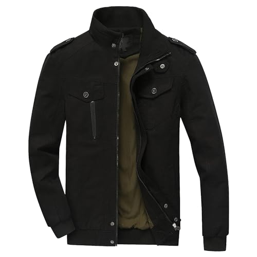 Veste coton lavé col montant homme style militaire souple et robuste