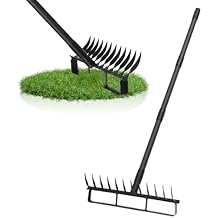 76.8" Garden Hoe and 12 Tines Rake 2-in-1 Garden Tool for Weeding, Garden Cultivator with Adjustable Long Handle Heavy Duty Weed Puller Stirrup Hoe for Ditching, Seeding, Loosening Soil