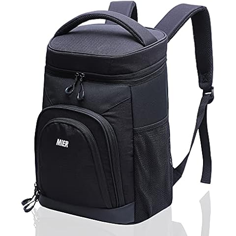 MIER Lunch Backpack Insulated Cool Rucksack Large Picnic Bag Lightweight Leakproof Cooler Box Cold Backpacks for Work, Camping, Hiking, Beach, Black Cover