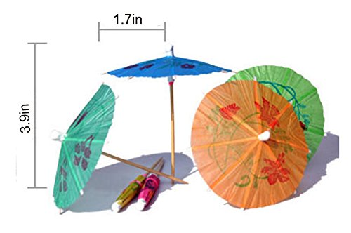 Conjunto de 144 guarda-chuvas havaianos para festas, suprimentos de papel, parasol, palhetas de 4 po