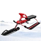 JTYRW Snow Racer Sled, Snow Sled with Steering Wheel 220LBS Capacity Go-Kart Style Sled Twin Brakes, Anti-Slip Seat & Steel Frame for Skiing, Ice Skating, Sand Skating, Etc