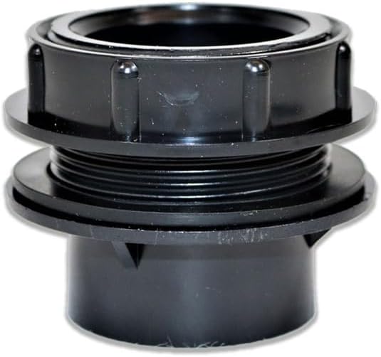 43mm Threaded Tank Connector | PVC Bulkhead Fitting for 1.5" / 40mm Black Solvent Weld, Domestic Waste, Ponds, Gardens, Water Features, Drainage