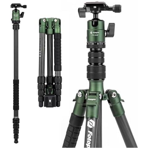Fotopro 59" Carbon Fiber Travel Tripod, Compact Camera Tripod with Ball Head, Detachable Monopod with Quick Release Plate and Bag, Load up to 8KG/17.63lbs Cover