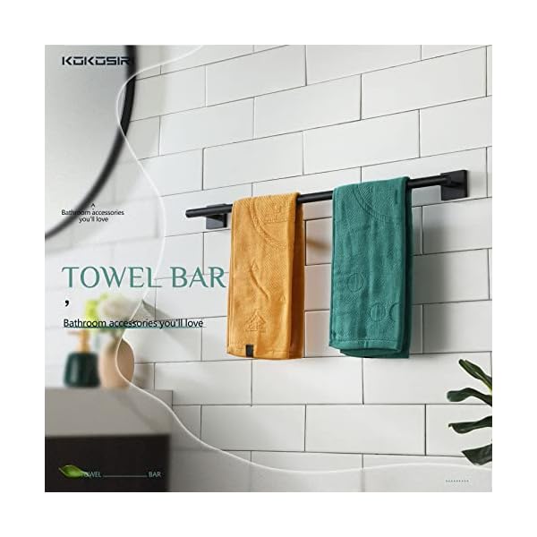 KOKOSIRI B4005-P Toallero de barra, accesorios de baño, toallero de níquel cepillado para pared de baño o cocina, disponible en cromo, acero inoxidable y negro mate