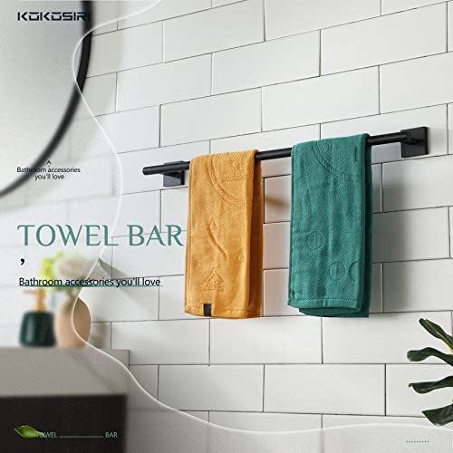 Image of KOKOSIRI Towel Rails Bathroom Towel Bars Matte Black 24 Inch Bath Towel Holder for Cabinet Kitchen Wall Stainless Steel B4005BK-L24