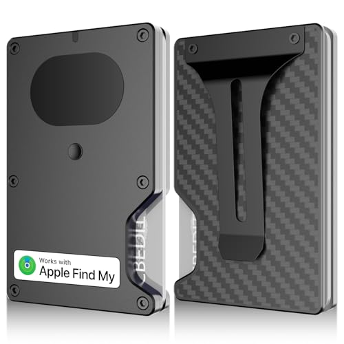 【Anti-theft Tracking Wallet】Smart Wallet with Location Tracking, Air Wallet Build in Airtag Chip Compatible with Apple Find My iOS Only, RFID-Blocking Card Holder with Money Clip (Carbon Fiber)
