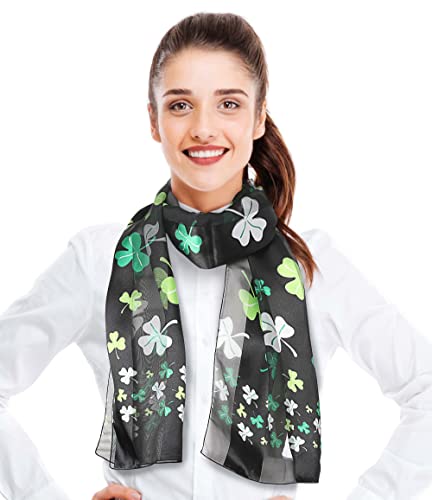 CBC Crown Women's St.Patrick's Shamrock Scarf Clover Scarf, One Size, Green White Black