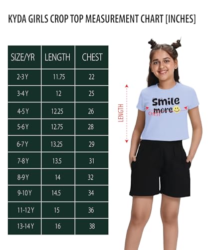 Image of KYDA KIDS 100% Cotton Crop top for Girls - Printed Half Sleeve Stylish Tshirt, Regular Fit Tops for Girl (Pack of 5)