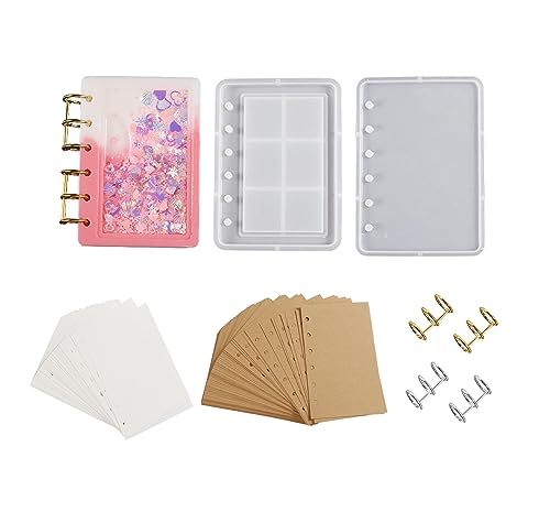 Xidmold Kit de moldes de resina para capa de caderno, molde de resina epóxi para notebook fundição de areia movediça, molde de silicone para caderno DIY, diário (retangular A)
