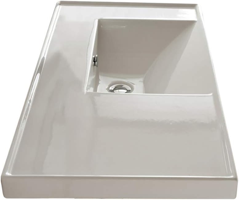 Scarabeo 3009-No Hole ML Rectangular Ceramic Self Rimming/Wall Mounted Bathroom Sink, White