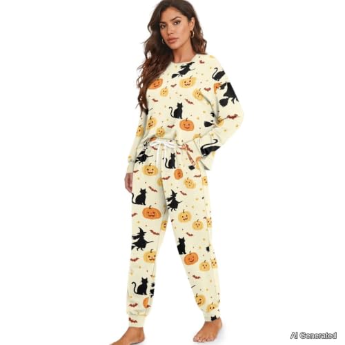 Image of Women's Pajamas Set Soft 2 Piece Loungewear Long Sleeve Pj Set