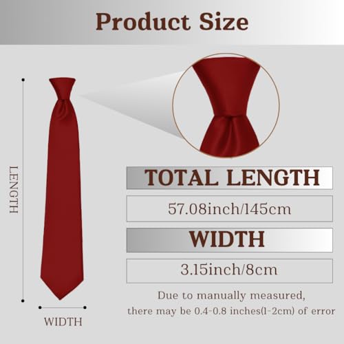 Image of WOXVM Men's Ties Classic Solid Satin Tie Pure Color 3.15 inch Mens Necktie, Premium Formal Black Ties For Men Business & Wedding