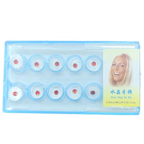 Image of DENTIMICA Dental Tooth Gems Decoration Tooth Gem DIY Professional Tooth Crystal Kit Teeth Jewelry for Reflective Teeth Ornament Decor 10Pcs /Box (Red)