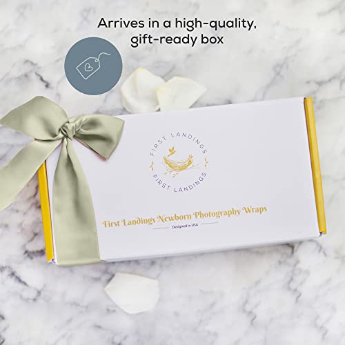 Image of First Landings Newborn Photography Wraps - Gender Neutral Baby Essentials - Soft Knit Receiving Blankets - Newborn Photo Props - Green, 16 inch x 64 inch (3-Pack)