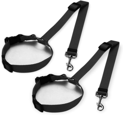 Image of Dog Seat Belts for Cars, Dogs Cars Harness Belt Pets Headrest Adjustable Elastic Nylon Bungee Buffer Restraint Elastic Belt (Pack of 2). (Black)