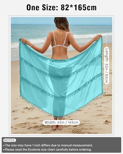 Image of Eicolorte Sarong Cover Up Womens Beach Cover Up Bikini Bathing Suit Swimsuit Swimwear Coverup Sarong Pareo Wraps for Women